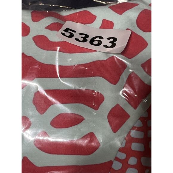 J McLaughlin Catalina Cloth Top Womens Medium 3/4 Sleeve Coral Aqua 1/4 Button - Picture 12 of 12